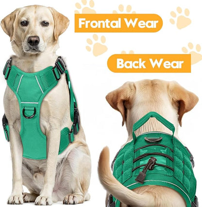 Heavy-Duty Tactical Dog Harness for Large Dogs, No Pull Adjustable Reflective Pet Vest with Molle System, K9 Military-Grade Control for Service Training, Outdoor &amp; 10+ Breeds, Turquoise, Small
