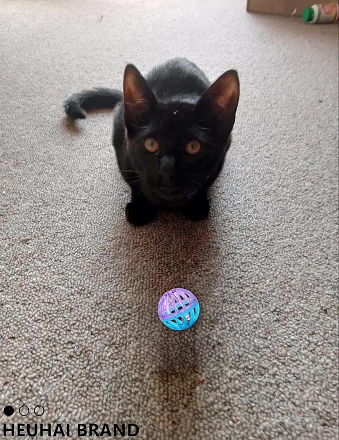 5-Piece Cat Toy Balls with Bells for Kittens and Indoor Cats, Over The Moon(1.5&