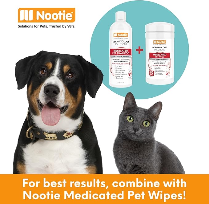 Nootie Medicated Pet Shampoo, Chlorhexidine Dog Shampoo for Itch Relief, Sold in Over 5,000 Vet Clinics &amp; Pet Stores Worldwide- 8oz