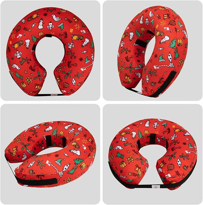 CuteBone Inflatable Dog Donut Collar with Removable Soft Fleece Covers for Small/Medium/Large Dogs and Cats After Surgery GWB07M