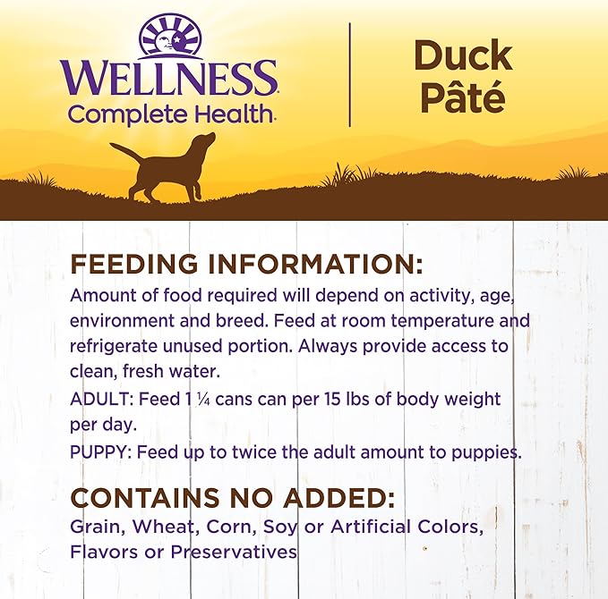 Wellness Complete Health Natural Wet Canned Dog Food, Duck &amp; Sweet Potato, 12.5-Ounce Can (Pack of 12)