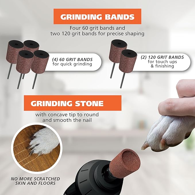Wahl Grind &amp; Smooth 2 Speed Battery Dog Nail Grinder with Concave Rounding Tip and Nail Guard for Increased Safety and Precise Nail Grinding - Model 3026333