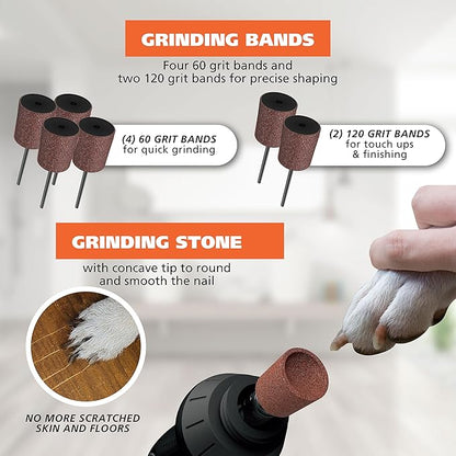 Wahl Grind &amp; Smooth 2 Speed Battery Dog Nail Grinder with Concave Rounding Tip and Nail Guard for Increased Safety and Precise Nail Grinding - Model 3026333