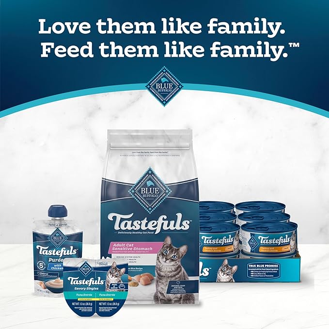 Blue Buffalo Tastefuls Natural Dry Food for Adult Cats, Sensitive Stomach, Chicken &amp; Brown Rice Recipe, 15-lb Bag