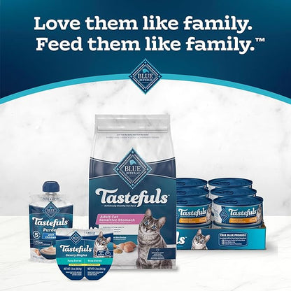 Blue Buffalo Tastefuls Natural Dry Food for Adult Cats, Sensitive Stomach, Chicken &amp; Brown Rice Recipe, 15-lb Bag