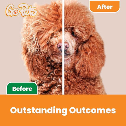 GoPets Double Row Dematting Rake, Undercoat Grooming Tool for Thick and Long Coat Pets, Ideal for Sensitive Skin, Reduces Breakage, Supports Daily Shedding Control, Detangler for Dogs and Cats