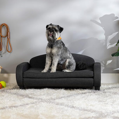 Paws &amp; Purrs Multi-Cat Sofa Elevated Pet Bed for Indoor Cats Raised Cats Couch with Removable Washable Mattress Cover for Kittens, Dogs - 35.5" Wide, Gray