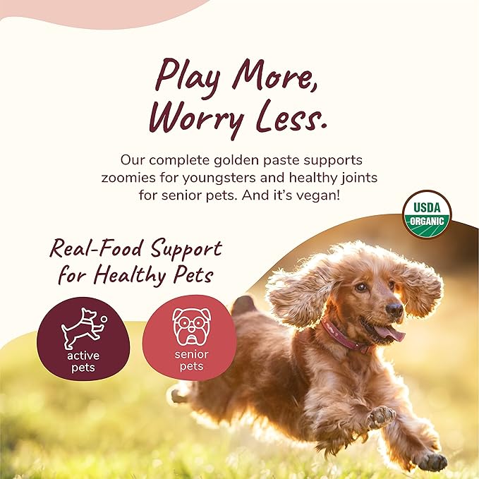 kin+kind Hip+Joint Supplement Dogs &amp; Cats - Vet Formulated Natural Formula with Organic Turmeric, Black Pepper and Coconut- Made in USA - 4 oz (Medium)