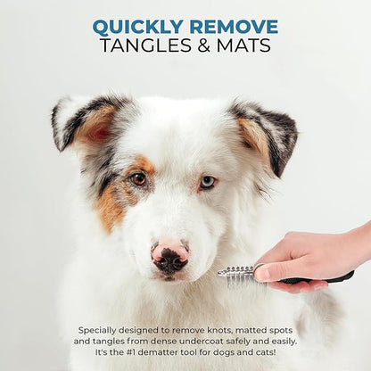 Poodle Dematting Fur Rake Comb Brush for Dogs and Cats - Long 2.5" Steel Safety Blades Metal Comb for Detangling Matted or Knotted Undercoat Hair