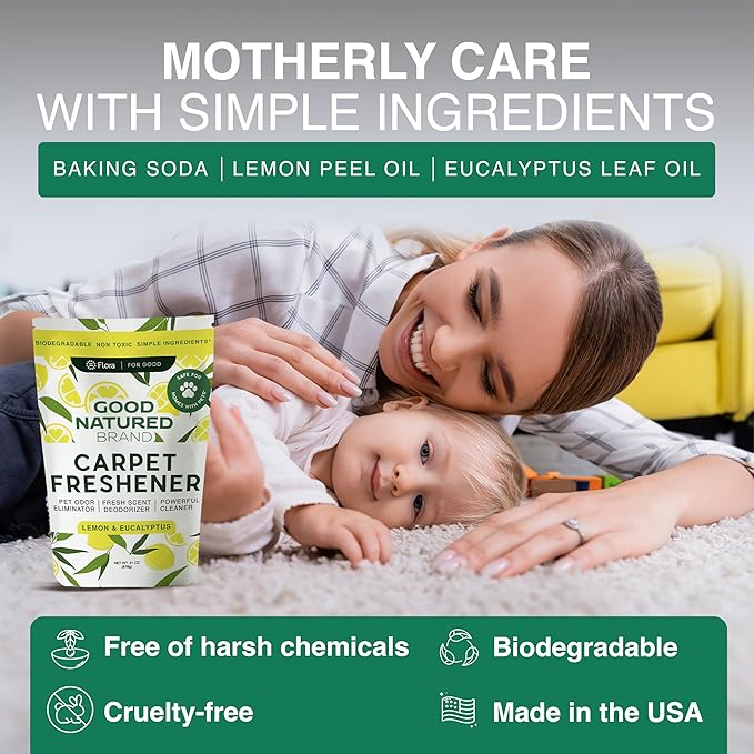 Good Natured Brand | Laundry Bundle | Carpet Freshener Lemon &amp; Eucalyptus 31oz | Pet-Friendly Carpet Deodorizer | Laundry Powder Unscented 47oz | Hypoallergenic Laundry Powder 94 Loads