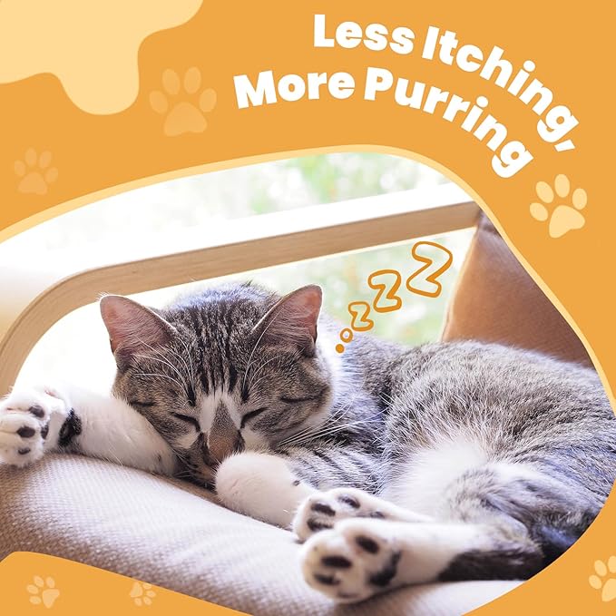 Cat Allergy Relief for Cats, Crunchy &amp; Creamy Chews for Immune &amp; Skin Coat Support – Seasonal Allergies, Itching Relief, Omega 3 &amp; Probiotic Natural Supplement for Cats, Chicken Flavor – 500 Chews