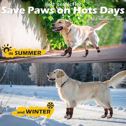 EXPAWLORER Anti Slip Dog Socks to Prevent Licking Paws, Dog Shoes for Hot Pavement, Dog Booties for Small Medium Large Senior Dogs, Traction Control Boots &amp; Paw Protectors for Hardwood Floors Coffee