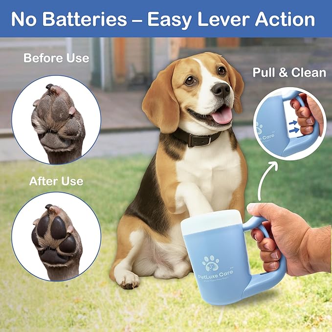 Dog Paw Cleaner for Small &amp; Medium Dogs – Portable Paw Washer Cup with Soft Silicone Brush, Towel &amp; Moisturizing Balm – Gently Cleans Muddy Paws After Walks (Blue, Medium)