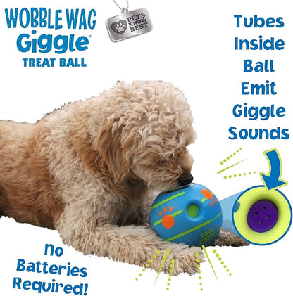 Wobble Wag Giggle Treat Ball- Interactive Dog Toy &amp; Treat Dispenser, Fun Giggle Sounds When Rolled or Shaken, Great for Dogs Pets Know Best