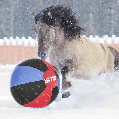 Herding Ball for Dogs Horse Ball&amp; Cover 25" for Horses Large with Hand Pump for Play, Red and Blue and Black