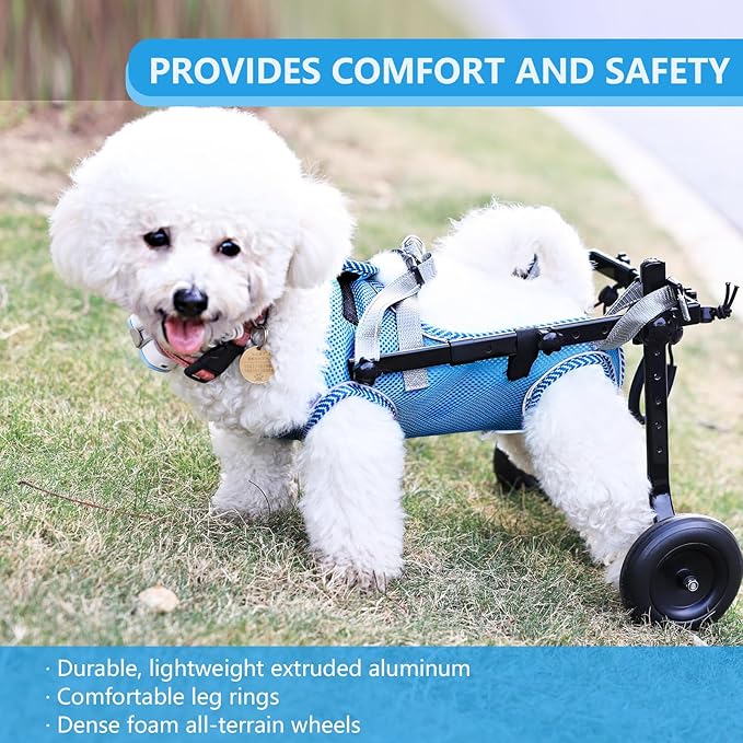 Updated Dog Wheelchair for Back Legs,Small Dog Wheelchair Carts with Wheels, Light Weight Wheelchair for Leg Support Helps Senior,Injured,Paralyzed, S &amp; Blue