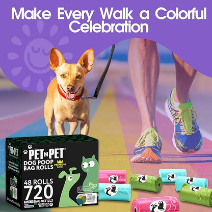 Pet N Pet 720 Counts Lavender Scented, Colorful Poop Bags for Dogs, 38% Plant Based &amp; 62% PE Dog Poop Bags Rolls, Extra Thick Dog Waste Bag, Doggy Bag