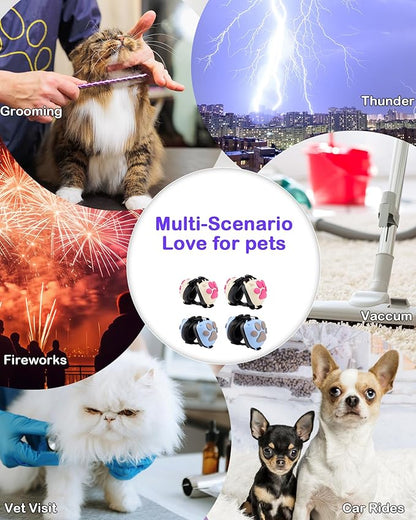 Calming Earmuffs for Cats and Small Dogs - for Anxiety Relief - Noise Canceling for Fireworks, Thunderstorms, Pet Grooming &amp; Force Drying - Dog Ear Muffs Noise Protection (White, Small)