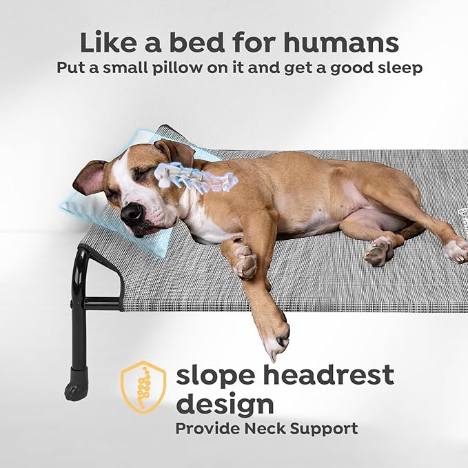 Veehoo Original Elevated Dog Cot - Raised Headboard Cooling Pet Bed, Large Dogs, Non-Slip &amp; Breathable, XXL, CWC2417A