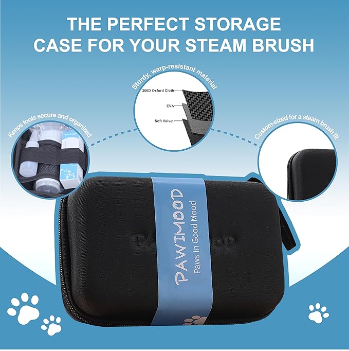 5 in 1 Pet Steam Brush for Dogs &amp; Cats – Self Cleaning, 3 Pet Brush for Smoothing, Dematting, Thinning – Shedding, Grooming &amp; Hair Removal, Includes Shampoo &amp; Storage Case (8.0"-promax)