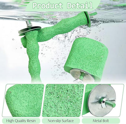 PINVNBY 5 Pack Bird Perch Resin Bird Beak Grinding Stone Parrot Cage Perch Stand Platform Foot Claws Trimmer Chew Toy Bird Cage Accessories for Budgie Cockatiel Conure Lovebird Finch (Green)