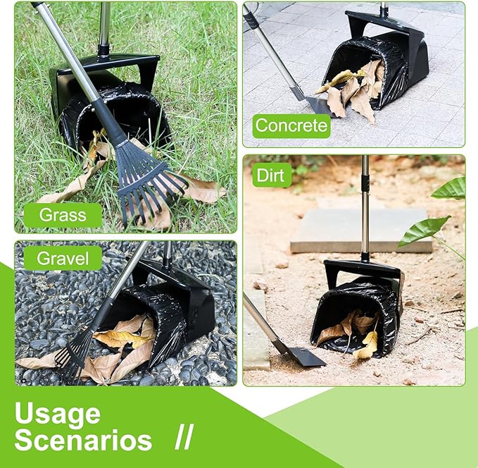 Pooper Scooper Large Swivel Bin &amp; Rake &amp; Spade with 20 Waste Bags and 1 Hook, 39.3" Long Handle Metal Dog Pooper Scooper for Yard, Easy to Clean Pet Waste Use on Grass, Dirt, Gravel or Flats