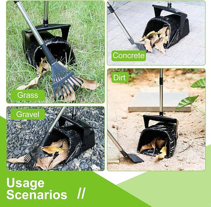 Pooper Scooper Large Swivel Bin &amp; Rake &amp; Spade with 20 Waste Bags and 1 Hook, 39.3" Long Handle Metal Dog Pooper Scooper for Yard, Easy to Clean Pet Waste Use on Grass, Dirt, Gravel or Flats