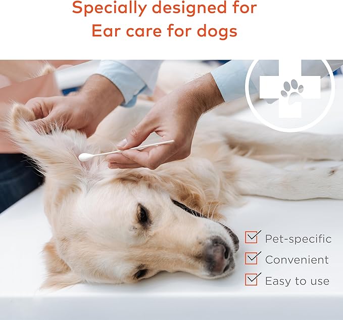 Cotton Swabs for Dogs and Cats - Cat &amp; Dog Ear Cleaner Long Cotton Swab - Extra Large Cotton Head, Cat &amp; Dog Ear Cleaning Kit for Puppies, Multipurpose Pet Cotton Swabs (Extra Large 100 Buds)