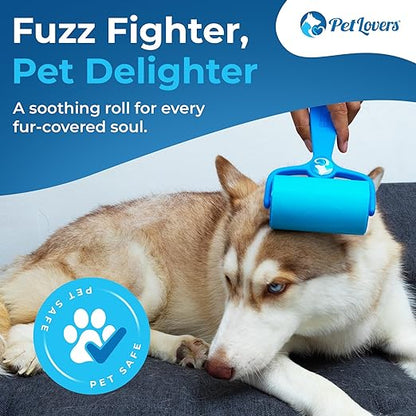 PetLovers EzRoll Reusable Lint Roller - Sticky for Life &amp; Multi-Purpose Pet Hair, Dust, &amp; Lint Remover for Clothing, Upholstery, &amp; Cars - Sustainable, Washable &amp; Efficient