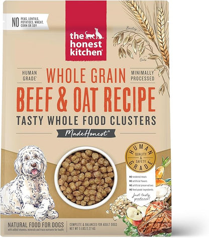 The Honest Kitchen Whole Food Clusters Whole Grain Beef &amp; Oat Dry Dog Food, 5 lb Bag