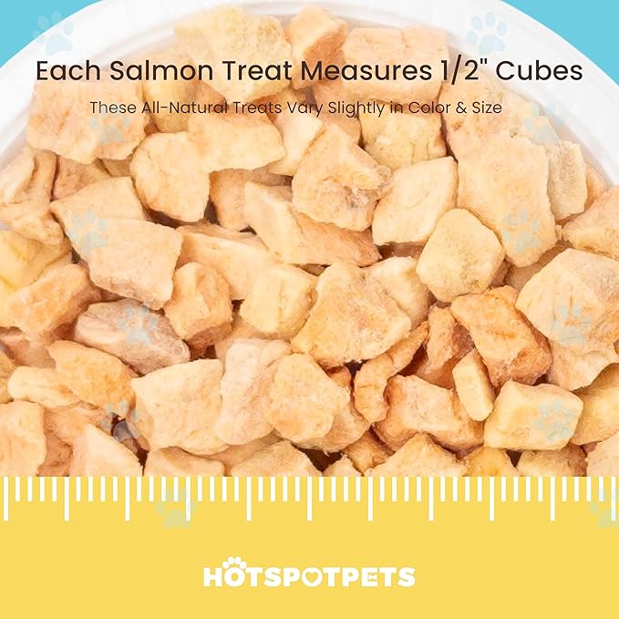 hotspot pets Freeze Dried Salmon Treats for Cats &amp; Dogs -Made in USA-1LB Resealable Big Bag -Single Ingredient, High Protein, All Natural Grain-Free- Perfect for Training, Topper or Snack