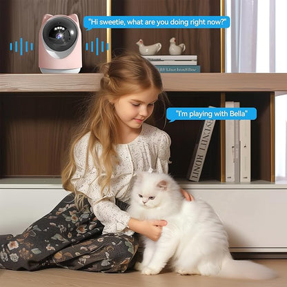 Indoor Camera, Cameras for Home Security,Home Cameras Indoor for Baby&amp;Pet Monitoring,Night Vision,Smart Motion Tracking, Pan360° &amp; Tilt 180°, 3MP Wi-Fi Two-Way Audio （Pink