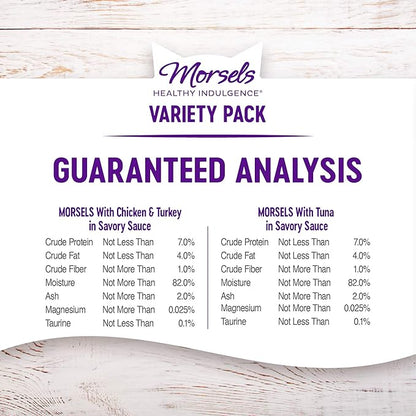 Wellness Healthy Indulgence Morsels Adult Wet Cat Food, Natural, Protein-Rich, Grain-Free, 3 Ounce Pouch, 8 Pack, (Morsels Variety Pack)