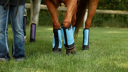 Warrior Fly Boots for Horses - Breathable Mesh Horse Boots for Fly Protection &amp; Leg Comfort - Set of 4 (Trojan Warrior, Red)