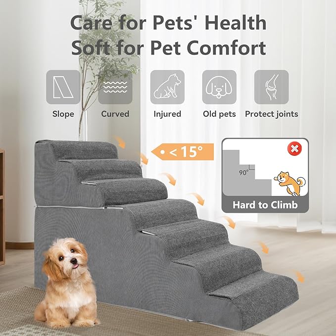 𝟳 𝗦𝘁𝗲𝗽𝘀 Dog Steps for High Bed, 30&