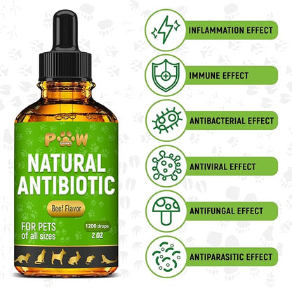 Antibiotics for Dogs | Antibiotics for Cats | Herbal Supplement for Digestion, Breathing, Urination | for Infections, Cough, Allergies | Beef Flavor &amp; Cranberry | for All Pet Breeds | 2 Oz