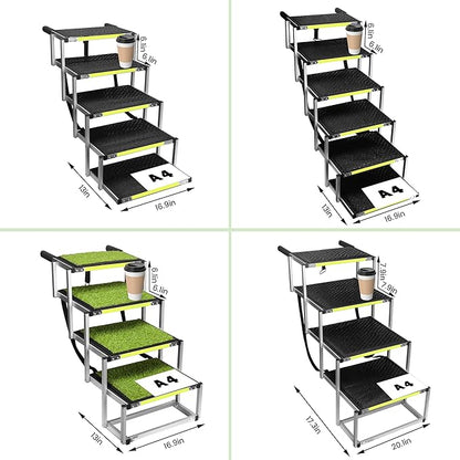 Sturdy 5-Step Aluminum Frame Dog Stair with 1680D PVC Fabric - Non-Slip, Lightweight &amp; Portable - Ideal for Car, SUV, Truck Access - Black (98x67x43cm)