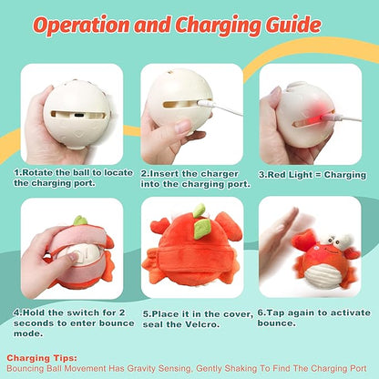 Crab Interactive Dog Toys – Rechargeable Self-Play Toy with Motion-Activated Ball &amp; Music Recording Modes for Small, Medium &amp; Large Dogs, Moving Dog Toy to Keep Them Busy