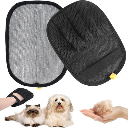 2-Pack Pet Hair Remover Gloves - Reusable Grooming Gloves for Dogs &amp; Cats, Static Electricity Fur Removal Mitts for Furniture, Car, Clothing - Quick Dry Cleaning