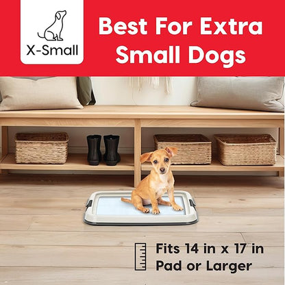 IRIS USA Pee Pad Holder - Extra-Small Sized Dog &amp; Puppy Pee Pads, Secured Latches, Non-Skid Feet, High Polish Finish for Easy Cleaning, Leak Protection, Fits 14"x17" Pad Puppy &amp; Toy Breeds, Dark Grey