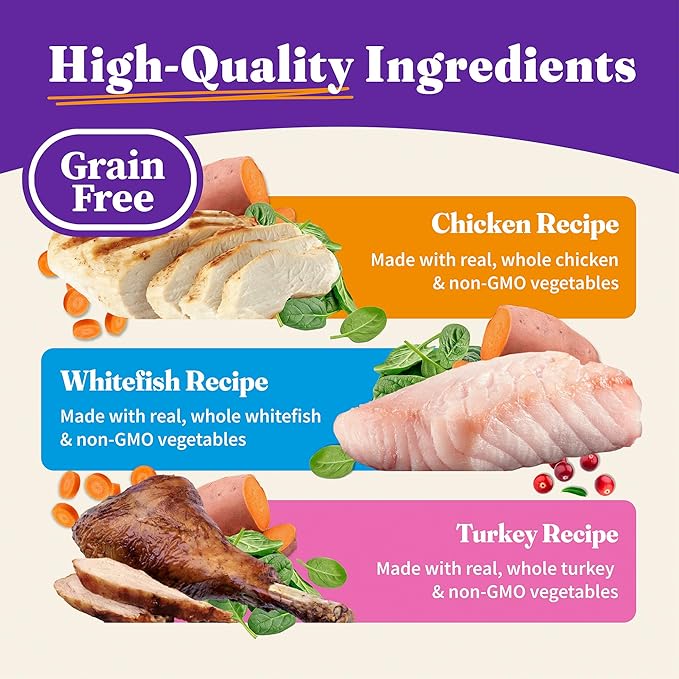 Halo Wet Cat Food Variety Pack, Three Canned Wet Cat Pate, Chicken, Turkey &amp; Whitefish, 5.5 Oz Can (Pack of 12)