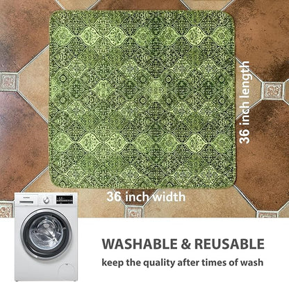 nunubaby Washable Pee Pads for Dogs, Stylish, Non-Slip and Leak-Proof Pee Pads. Reusable Potty Pads for Dogs for Crates and Floors.(Green/Multi, 36" x36")