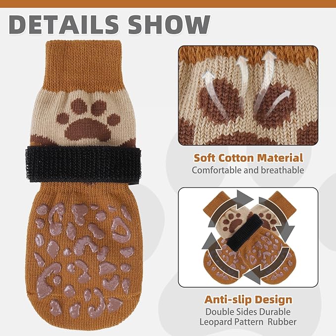 KOOLTAIL Dog Socks for Hot/Cold Pavement to Prevent Licking Paws Scratching,Anti Slip Pet Boots&amp;Paw Protector for Hardwood Floors,Traction Control Grip Booties for Small Medium Large Senior Dogs S