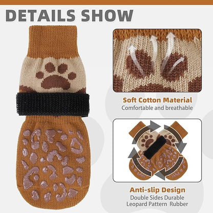 KOOLTAIL Dog Socks for Hot/Cold Pavement to Prevent Licking Paws Scratching,Anti Slip Pet Boots&amp;Paw Protector for Hardwood Floors,Traction Control Grip Booties for Small Medium Large Senior Dogs XL
