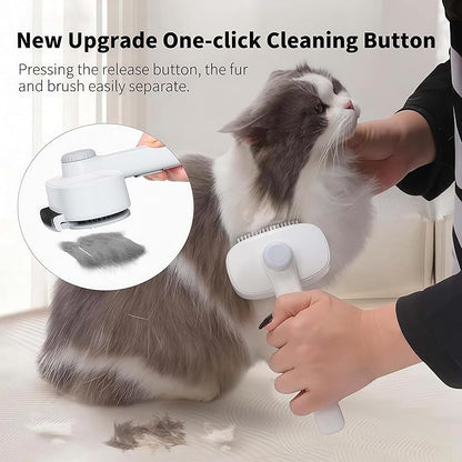 Marchul 2-in-1 Cat Grooming Brush, Cat Brushes with Release Button &amp; Deshedding Dematting Rake, Grooming Comb Tool for for Long or Short Haired Pets, Reduce Shedding, Remove Knots and Massage, White