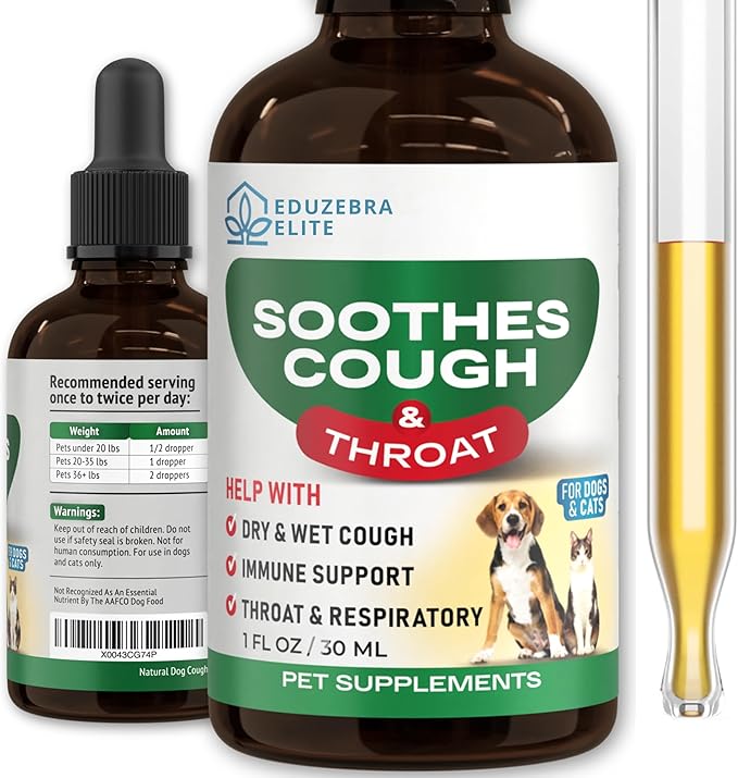 Kennel Cough Drops for Dogs &amp; Cats Cough Relief Dry and Wet Pet Cough Allergy Relief - for Dogs of All Breeds &amp; Sizes
