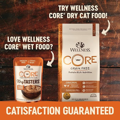 Wellness CORE Tiny Tasters Wet Cat Food, Complete &amp; Balanced Natural Pet Food, Made with Real Meat, 1.75-Ounce Pouch, 12 Pack (Adult Cat, Tuna &amp; Salmon Pate)