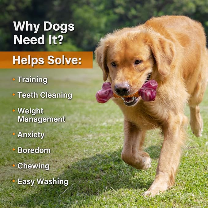 Apasiri Dog Toys for Aggressive Chewers Peanut Butter Flavored, 8" Tough Dog Chew Bone, Nylon &amp; Rubber Chew Toy, Dog Bone Toy for Large Medium Breed 20-80lbs