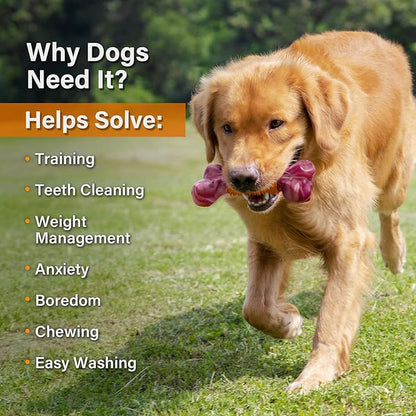 Apasiri Dog Toys for Aggressive Chewers Peanut Butter Flavored, 8" Tough Dog Chew Bone, Nylon &amp; Rubber Chew Toy, Dog Bone Toy for Large Medium Breed 20-80lbs