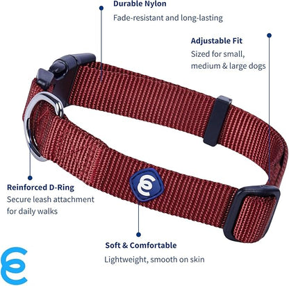 Blueberry Pet Essentials Large Dog Collar | Adjustable Nylon Dog Collar for Large Dogs | Fired Brick | Stylish Large Boy Dog Collar | Secure Puppy Collar | Dog Collars for Small Dogs &amp; More